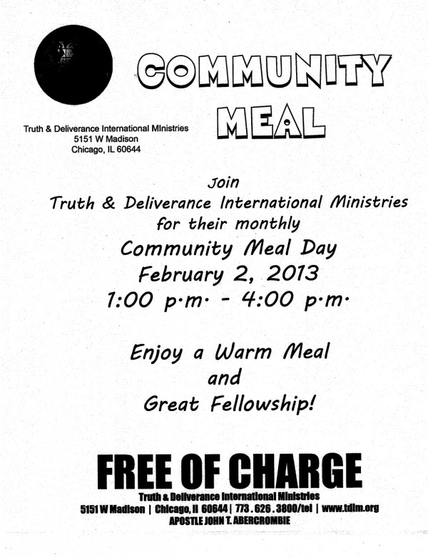 Truth and Deliverance  Community Meal Event