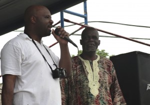 Juneteenth organizers Malcolm Crawford of Sankofa (left) and Rickie Brown of West Side Historical Society.