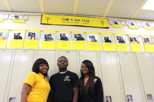 The top three graduating seniors at Michele Clark Magnet High School were awarded more than $1 million in scholarships. From left to right: Ashley Moncrief, Ralph Boyd and Diamond Dortch (Photo/Cara Ball)